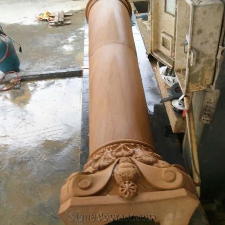 Sandstone Balustrade Pillar for Decor, Sichuan Beige Sandstone Column