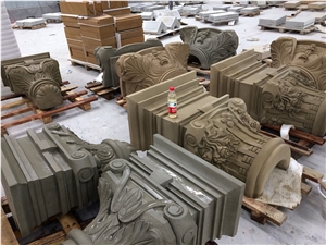 Sandstone Sculpture Handcarved Sculptures for Interior Outdoor Column Base Decoration