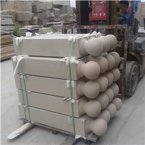 Sichuan Beige Sandstone Sculptured Column Hand Made Beige Pillar Roman Column