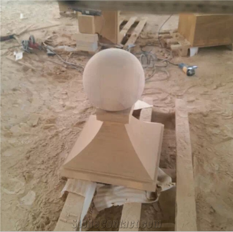 Yellow Wood Round Ball Pier Caps & Quoins for Column