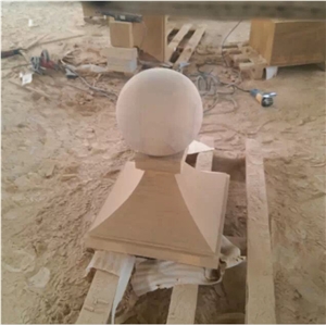 Yellow Wood Round Ball Pier Caps & Quoins for Column