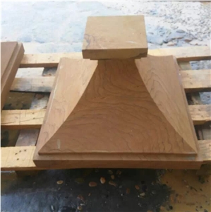 Yellow Wood Round Ball Pier Caps & Quoins for Column
