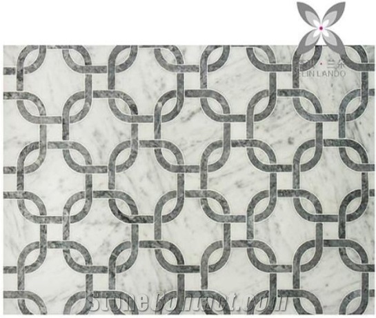 Bianco Carrara Mugwort Grey Water Jet Mosaic
