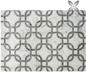 Bianco Carrara Mugwort Grey Water Jet Mosaic Bianco Carrara Mugwort Grey Water Jet Mosaic