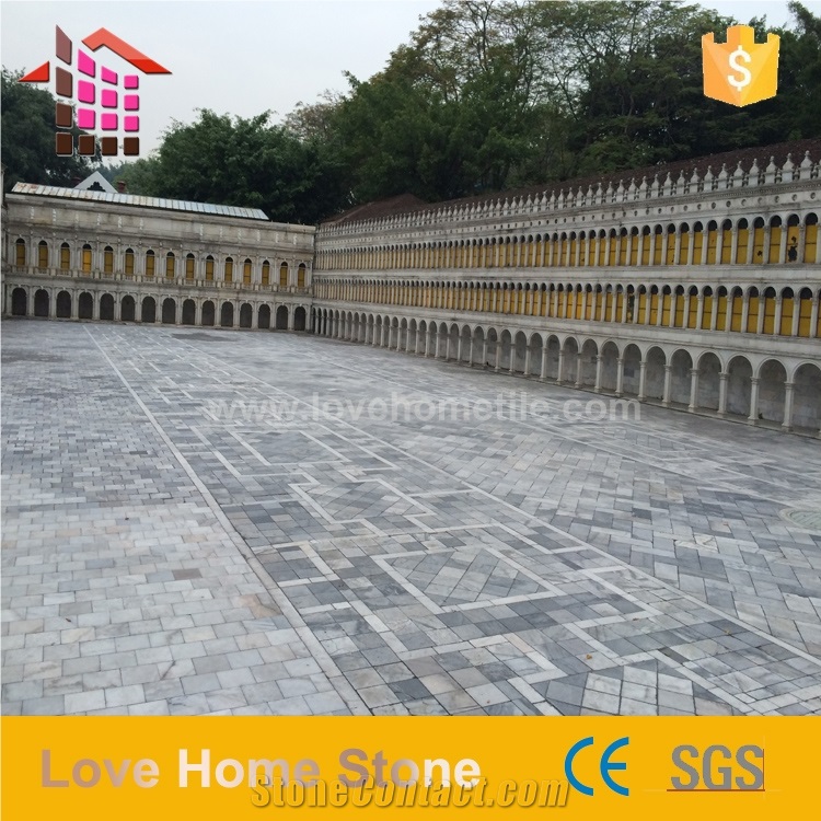 China Cloudy White Marble Paver Tile,White Marble with Grey Vein Flooring and Walling Tiles