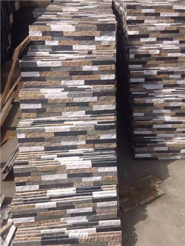 Multicolor Quartzite Veneer Stone Natural Cap Stone Wall Cladding Stone