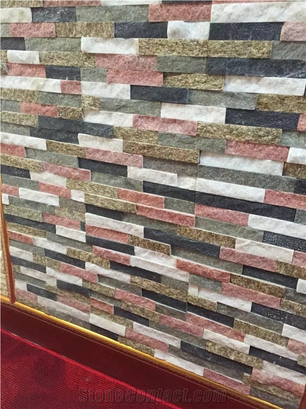 Multicolor Quartzite Veneer Stone Natural Cap Stone Wall Cladding Stone