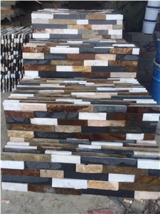 Multicolor Quartzite Veneer Stone Natural Cap Stone Wall Cladding Stone