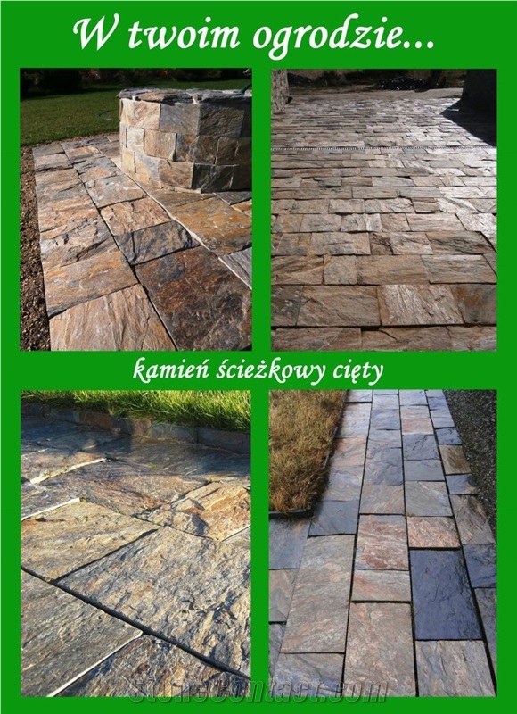 Charcoal Gray Jenkow Slate/Slate Cut Stone Four-Sided Pavers
