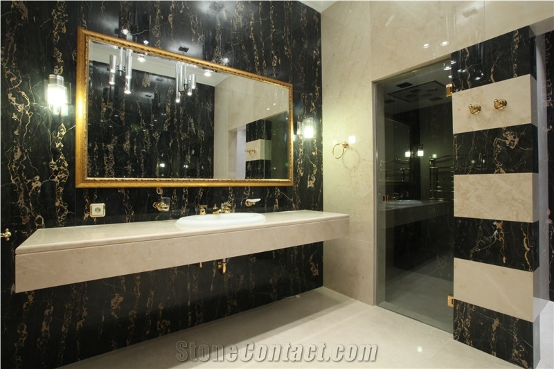 Nero Portoro Marble Bathroom Design