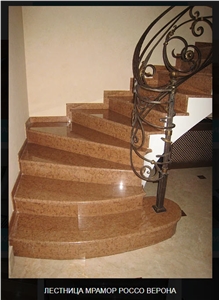 Rosso Verona Marble Staircase