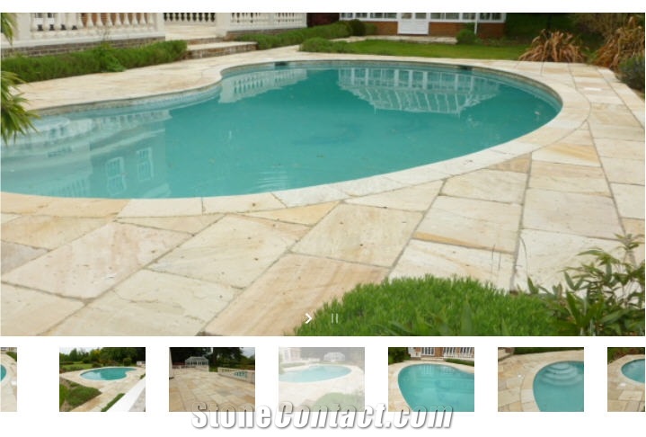 Fossil Mint Tumbled Pool Edgings & Terrace