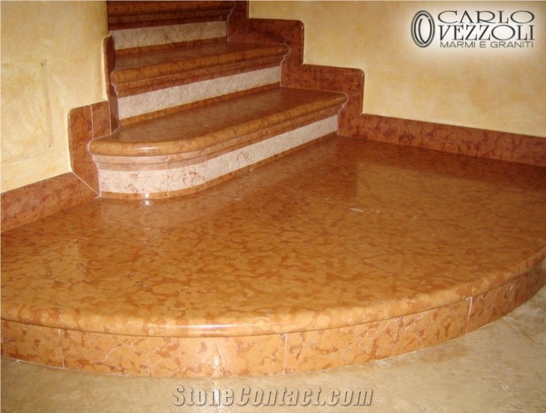 Brushed Rosso Verona Marble Staircase