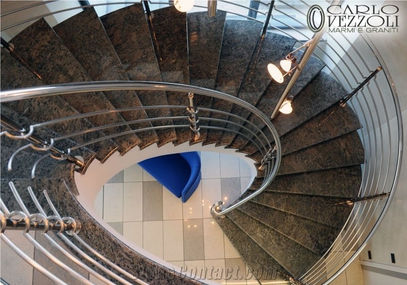 Verde Tropical Granite Polished Staircase