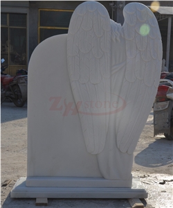 Hunan White Marble Single Angel Design Tombstone