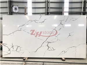 Zhs-173108 Statuario Calacatta Quartz Stone Slabs & Tiles, White Engineered Stone