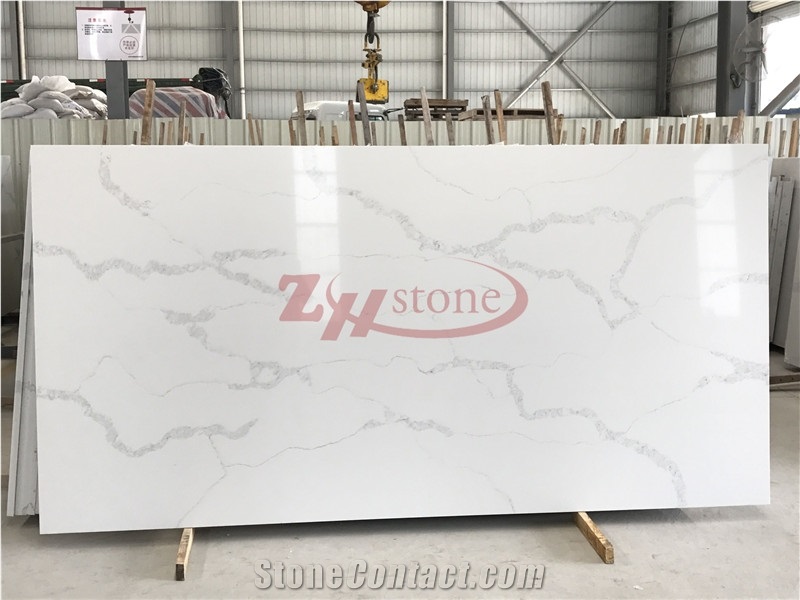 Zhs-173108 Statuario Calacatta Quartz Stone Slabs & Tiles, White Engineered Stone