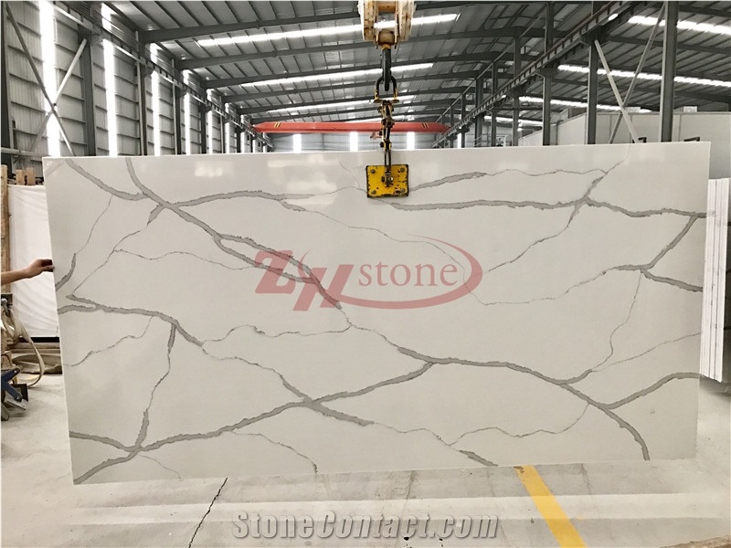 Zhs-173108 Statuario Calacatta Quartz Stone Slabs & Tiles, White Engineered Stone