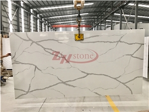 Zhs-173108 Statuario Calacatta Quartz Stone Slabs & Tiles, White Engineered Stone