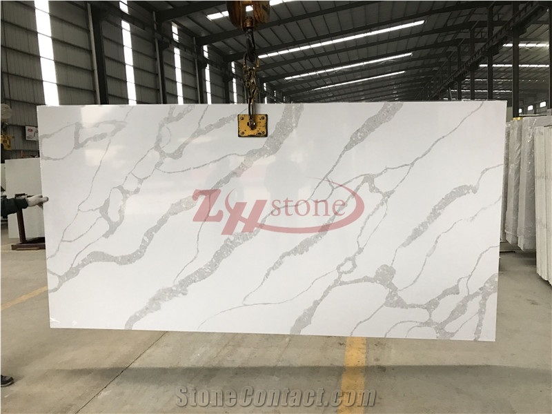 Zhs-173108 Statuario Calacatta Quartz Stone Slabs & Tiles, White Engineered Stone