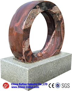 Black Granite Rolling Sphere Fountain, Floating Ball Fountain,Water Features Stone Fountains Rolling Ball Fountains