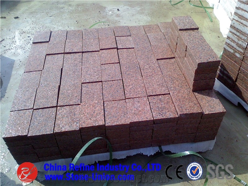 G386 Granite, Peninsula Red, Shidao Red, Island Red, Zhuangcheng Red,Red Granite Cube Stone & Pavers