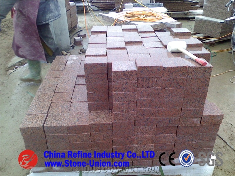 G386 Granite, Peninsula Red, Shidao Red, Island Red, Zhuangcheng Red,Red Granite Cube Stone & Pavers