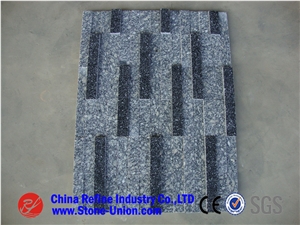 Light Grey Granite Culture Stone Veneer, Flat Stacked Panels, Chinese Black Culture Stone Tiles for Wall Paving
