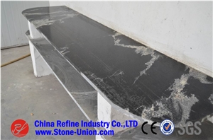 New Jet Mist,Kashmir Black Granite,China Jet Mist,New Jet Mist Granite,China Via Lactea Granite,Black with White Silk Lines Granite for Wall