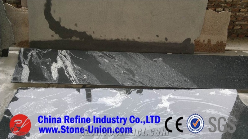 New Jet Mist,Kashmir Black Granite,China Jet Mist,New Jet Mist Granite,China Via Lactea Granite,Black with White Silk Lines Granite for Wall