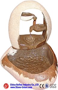 Popular Customized Sculptured Yellow Granite Fountain,Exterior Fountains,Handcarved Water Fountains