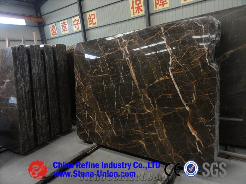 Saint Laurent Brown, Coffee Brown Marble, Brown Tiny, China Portoro Marble, Brown Marble Tiles & Slabs Used in Construction Stone and Ornamental Stone
