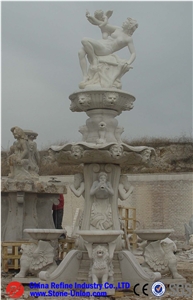 Sunset Red Marble Water Fountain With Female Statue