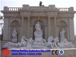 Sunset Red Marble Water Fountain With Female Statue