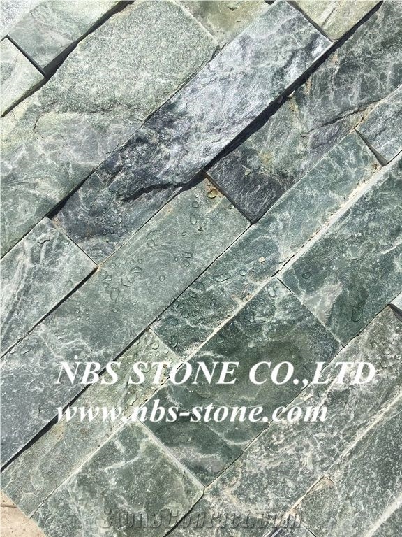 China Nature Cultured Stone,Green Slate,Wall Cladding,Stacked Stone Veneer, Ledge Stone