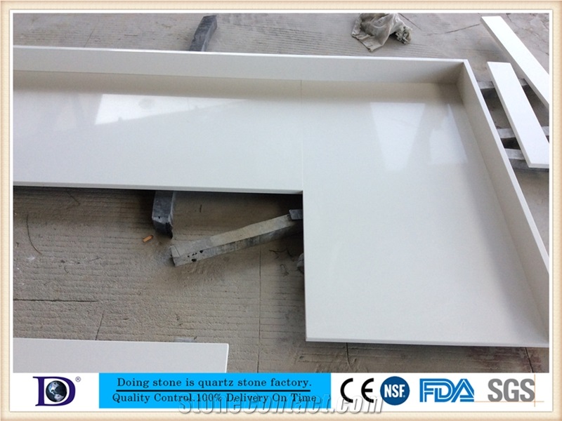 2cm Pure White Quartz Kitchen Top Supplier,Solid Surface Quartz Stone Countertop,Polished Quartz Stone Kitchen Bar Top,A Quality Silestone Kitchen Countertop from Doingstone