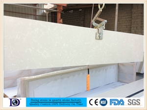 Beige Marble Vein Quartz Kitchen Countertop Factory,2+2cm Polished Engineered Quartz Kitchen Bar Top,Artificial Marble Countertop from Doingstone.Solid Surface Quartz Stone for Kitchen Top