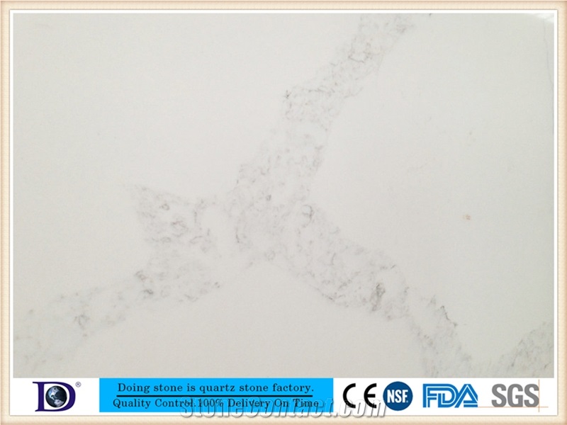 Calacatta White Popular Quartz Slabs,Polished Calacatta White Quartz Slabs for Kitchen,Calacatta White Engineered Quartz Stone from Doingstone,Calacatta White Solid Surface Quartz in Usa7421