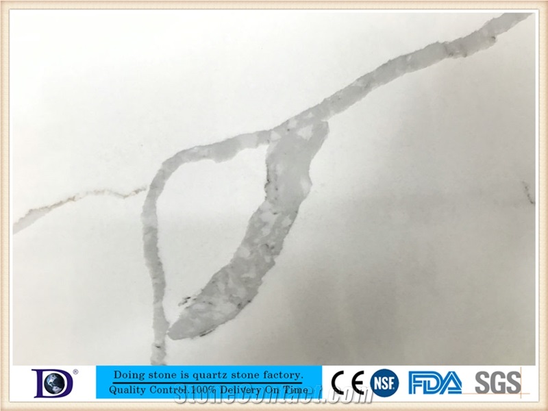Calacatta White Quartz Slab in China, 2cm Calacatta White Engineered Quartz Slabs in Canada,3cm Solid Surface Calacatta White Quartz for Kitchen,Caesarstone Calacatta White Quartz7414