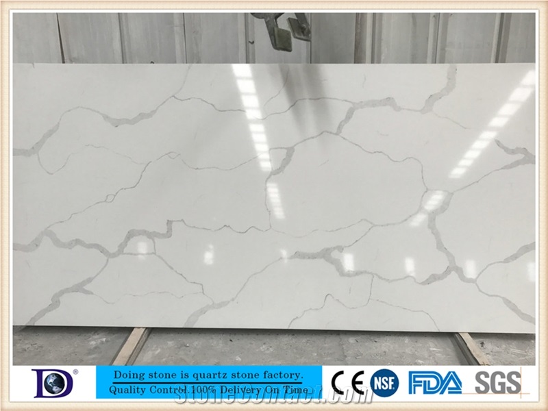 Calacatta White Quartz Slab in China, 2cm Calacatta White Engineered Quartz Slabs in Canada,3cm Solid Surface Calacatta White Quartz for Kitchen,Caesarstone Calacatta White Quartz7414
