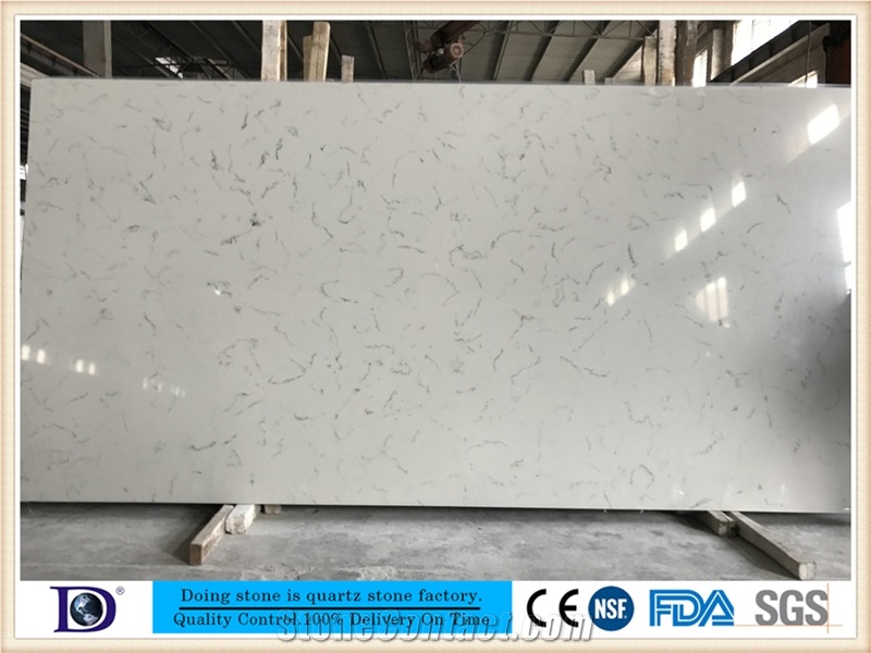 Carrara White Quartz Stone,Polished Quartz Slab,Carrara White Marble Look Quartz Stone,2cm Quartz Stone,3cm Quartz Slab 7313
