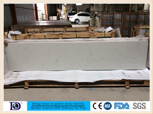 Fine Line Carrara White with Marble Look Quartz Countertop,2cm Calacatta White Quartz Custom Countertop,A Quality Polished Carrara White Quartz Stone Kitchen Top Factory