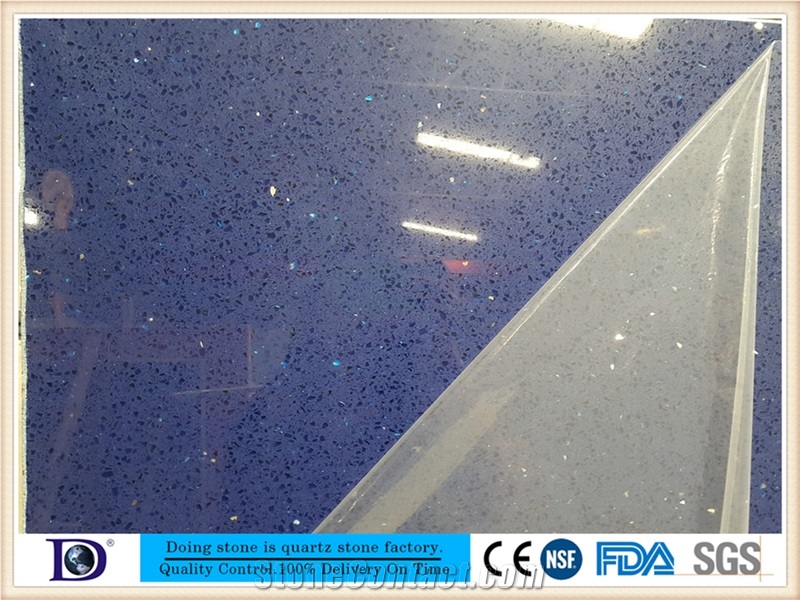 Polished Quartz Slabs, Crystal Quartz Slabs,2cm Blue Glass Chips Quartz Stone Slabs in Usa,3cm Engineered Quartz Stone in Canada7631