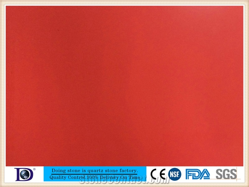Pure Red Engineered Quartz Stone,Polished Quartz Slab,2cm Quartz Stone from China,3cm Solid Surface Quartz Slab in Usa7130
