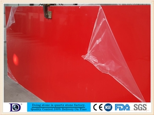 Pure Red Engineered Quartz Stone,Polished Quartz Slab,2cm Quartz Stone from China,3cm Solid Surface Quartz Slab in Usa7130