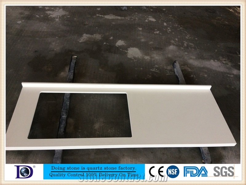 Pure White Quartz Kitchen Countertop Factory,2cm White Backsplash Quartz,A Quality White Quartz Slabs for Kitchen Island Top,2cm Polished Solid Surface Quartz Stone Kitchen Bartop
