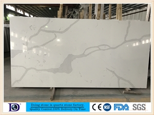 Veined Calacatta White Quartz from Doingstone,High Quality Calacatta White Quartz Stone for Kitchen,Coarse Grain Calacatta White Very Popular Quartz Slabs,2cm Solid Surface Calacatta White Quartz7406