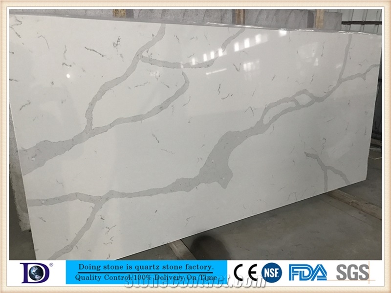 Veined Calacatta White Quartz from Doingstone,High Quality Calacatta White Quartz Stone for Kitchen,Coarse Grain Calacatta White Very Popular Quartz Slabs,2cm Solid Surface Calacatta White Quartz7406