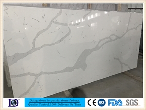 Veined Calacatta White Quartz from Doingstone,High Quality Calacatta White Quartz Stone for Kitchen,Coarse Grain Calacatta White Very Popular Quartz Slabs,2cm Solid Surface Calacatta White Quartz7406
