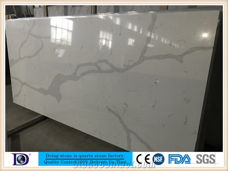 Veined Calacatta White Quartz from Doingstone,High Quality Calacatta White Quartz Stone for Kitchen,Coarse Grain Calacatta White Very Popular Quartz Slabs,2cm Solid Surface Calacatta White Quartz7406